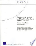 Measuring the Statutory and Regulatory Constraints on DoD Acquisition: Research Design for an Empirical Study