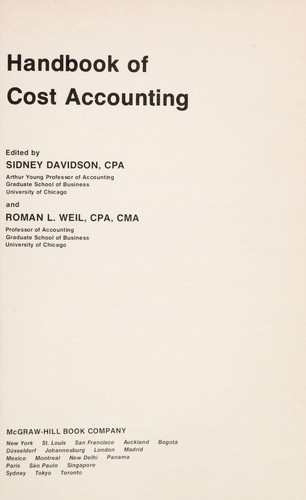 Handbook of cost accounting