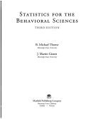 Statistics for the Behavioral Sciences