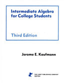 Intermediate Algebra for College Students