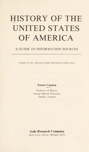 History of the United States of America : a guide to information sources