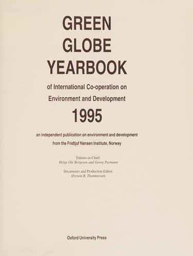 Green Globe Yearbook of International Co-operation on Environment and Development 1995 (Green Globe 