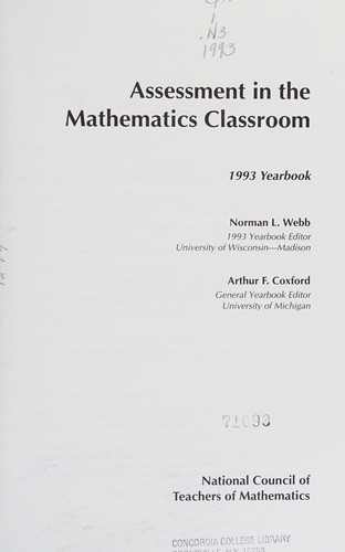 Assessment in the mathematics classroom