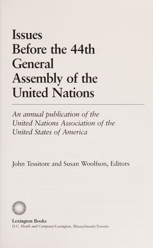 Issues Before the 44th General Assembly of the United Nations