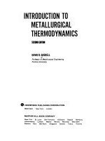 Introduction to metallurgical thermodynamics