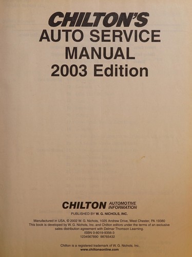 Chilton's auto service manual 2003 edition.