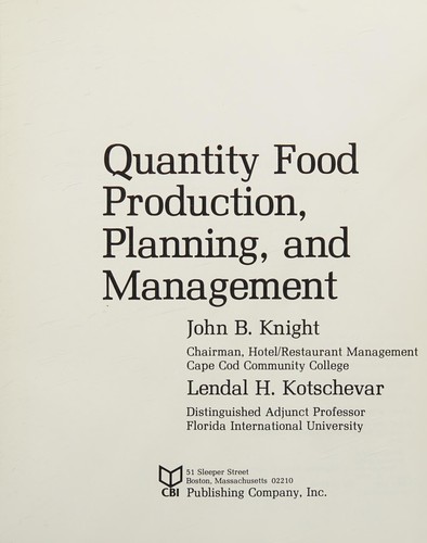 Quantity food production planning and management